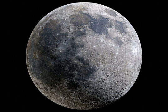 Ultra high definition view of Earth Moon showing detailed craters and surface texture in high fidelity with dark and light areas creating dramatic celestial scene