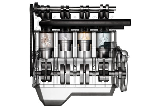 Car Engine Section inside isolate on white background. 3d rendering.