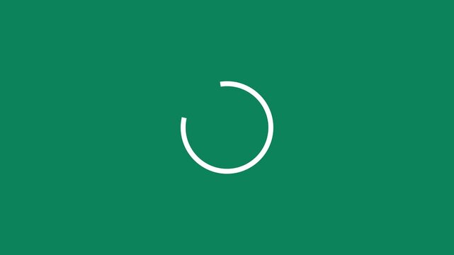 Minimalist white circular loading progress bar spinner buffering icon animated line element on dark green gradient background for website UI UX design system motion graphics vfx overlay