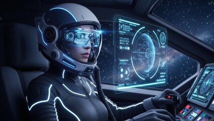 Fototapeta premium Futuristic robot head with digital brain and glowing circuits on dark background