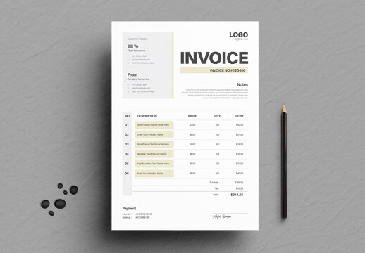 Minimal Corporate Invoice Template with Professional Billing Layout