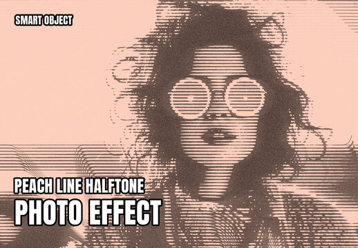 Peach Line Halftone Photo Effect Template