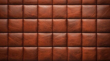 Obraz premium Brown leather upholstery with a quilted pattern, showcasing a textured, cushioned surface.