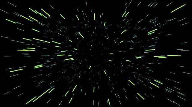 Abstract Green Light Streaks Moving Through Dark Space Representing Digital Speed and Futuristic Data Transfer Concepts