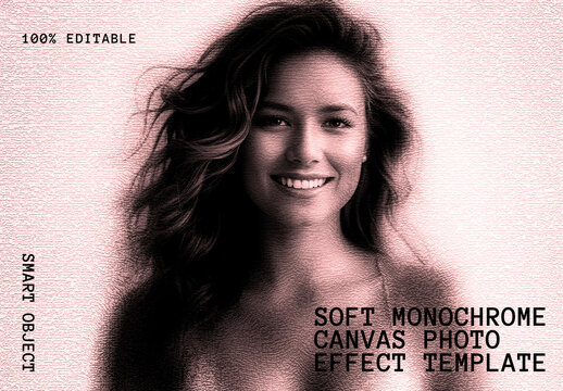 Soft Monochrome Canvas Photo Effect Template
