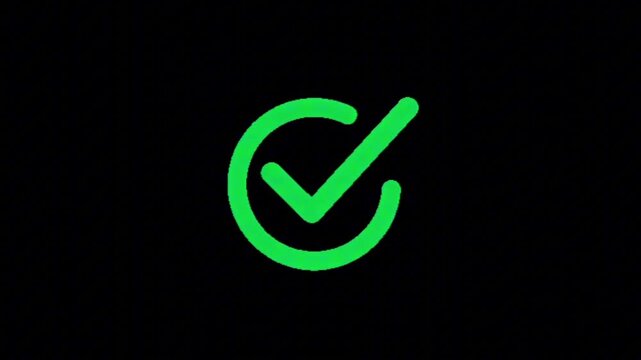 Modern minimalist green checkmark icon within a circular outline, representing confirmation, validation, and accomplishment for user interfaces and digital design solutions 4K