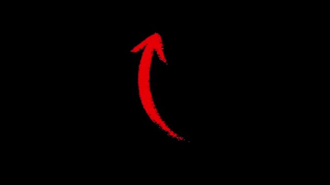 Vibrant red arrow illustration dynamically pointing upward on a stark black background, symbolizing growth, progress, and forward momentum for modern design use 4K