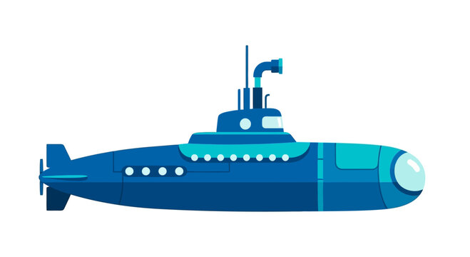 Blue Submarine Illustration - Underwater Vehicle for Exploration and Transport