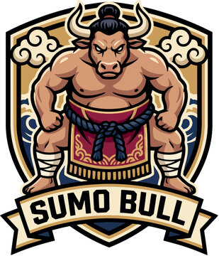 Sumo Bull: Sumo Bull Heavyweight Wrestling Combat Logo