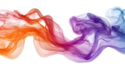 Obraz premium Colorful smoke waves against a white background.