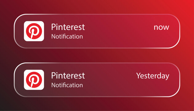 Pinterest Notification Interface in Liquid Glass Style, Editorial Use Only