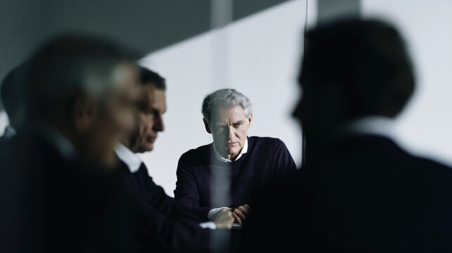 Business Meeting with Bankers: Clean and Minimalist Composition