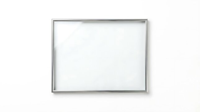 Clean blank whiteboard with silver frame on white background