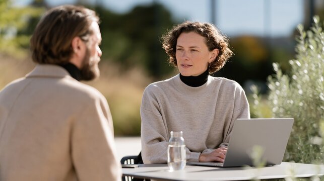 Dynamic Business Collaboration in a Sunny Outdoor Setting