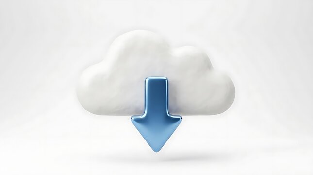 Digital cloud icon with down arrow symbol for data download