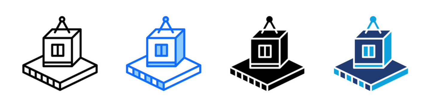 Prefabricated Modules Icon Set Multi Style Vector Illustration