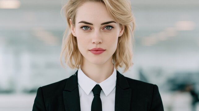 Confident Woman in Suit: Charismatic Secret Agent Portrayal
