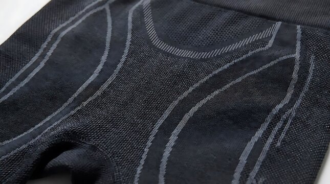 Close up texture of dark athletic apparel fabric with pattern