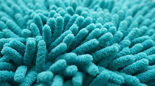 Close up textured turquoise fabric with fuzzy fibers