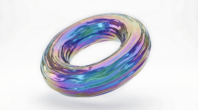 Iridescent toroidal shape with swirling fluid effect
