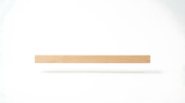Simple wooden plank floating against a clean white background