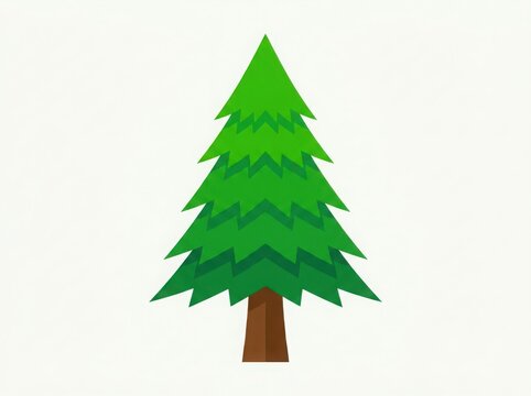 Simple green pine tree illustration with a brown trunk for christmas and nature design projects