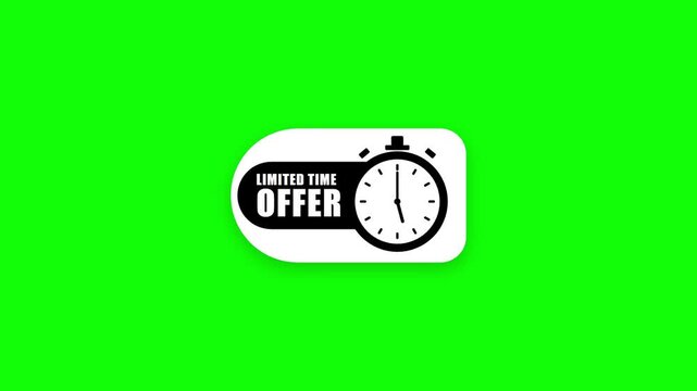 Limited Time Offer Stopwatch Banner Badge Animation on Green Screen Chroma Key