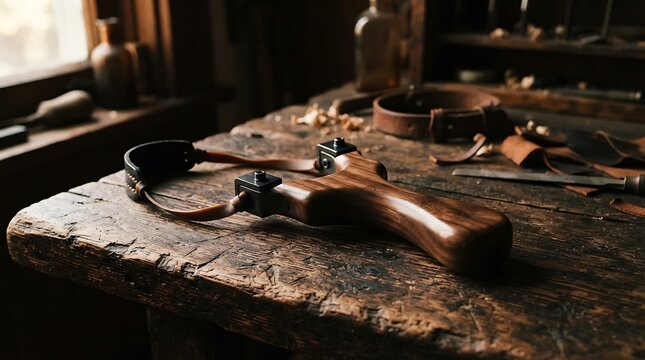 Slingshot on wooden table