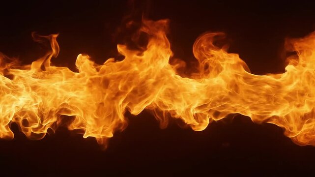 Bright orange and yellow flames flicker intensely against a dark background.
