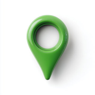 Green location pin icon isolated on white. Map marker symbol for navigation and travel.