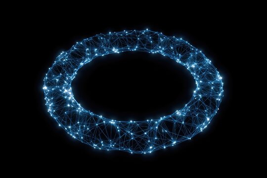 Glowing toroidal network structure of interconnected nodes and lines