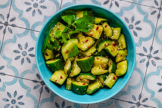 Chinese smashed cucumber salad with sesame