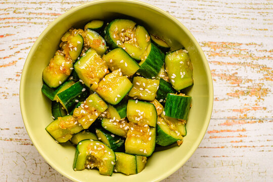 Chinese smashed cucumber salad with sesame