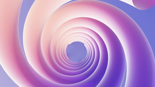Abstract pastel purple and peach 3D spiral swirl tunnel motion background