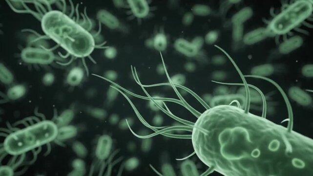 Rod-Shaped Bacterial Cells Moving Through Microscopic Fluid Medium
