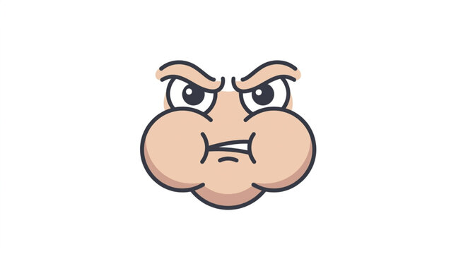 Angry cartoon face with furrowed brows and scowl.