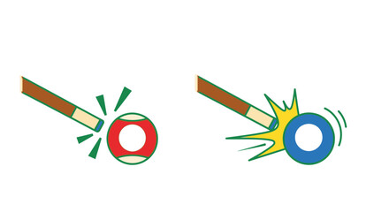 Billiard Cue Striking Colorful Balls Vector Illustration