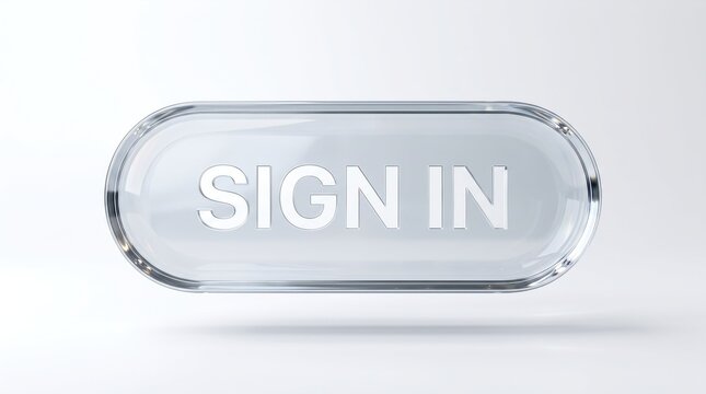 Premium diamond glass sign in button with sharp edges and a sophisticated transparent look