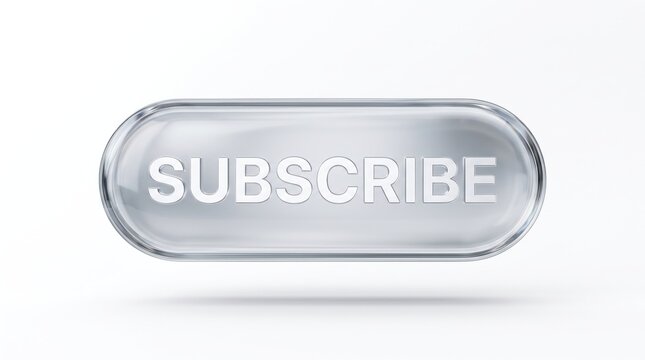 Professional glassmorphism UI subscribe button with a clean frosted glass effect style