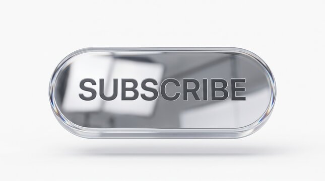 Reflective glassmorphism UI subscribe button with a high quality glossy glass finish