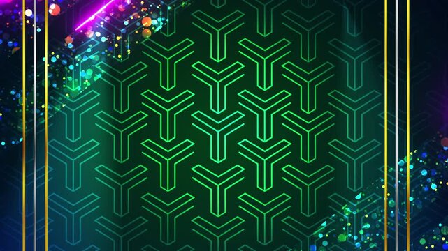 Luxury Festival Title Reveal Background 4K. Royal Gold Frame with Glowing Light Flares, Elegant Geometric Pattern, Spotlight Beams and Cinematic Motion Loop for Awards, Events and Product Showcase
