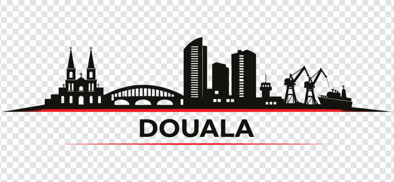 Douala city skyline silhouette, cameroon