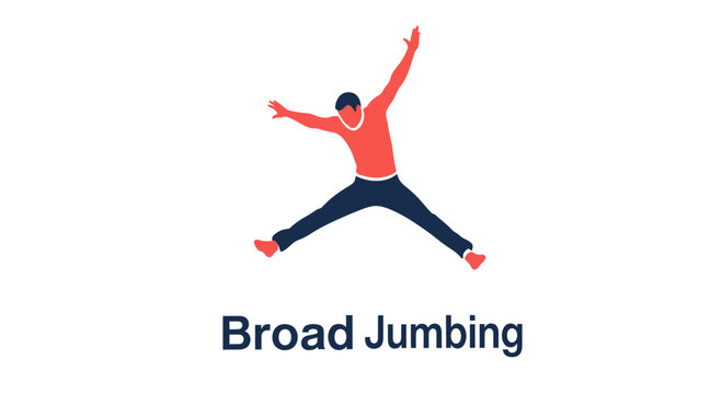 Minimalist Vector Illustration of a Person Performing a Broad Jump