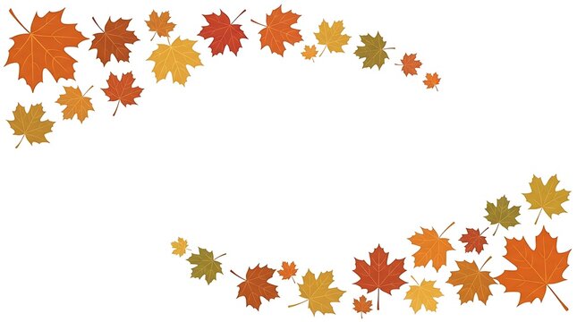 Decorative border frame made of colorful autumn maple leaves isolated on a white background for seasonal design