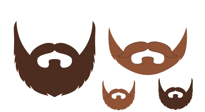 Set of Various Brown Beard Styles Vector Illustration