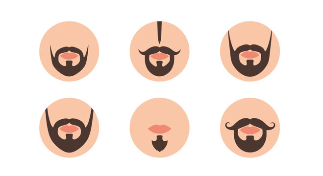 Set of Various Male Beard and Mustache Styles