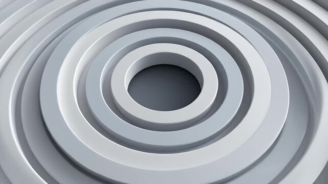 Minimalist 3D Background Featuring Concentric White Circles Rippling in a Smooth Abstract Motion Design