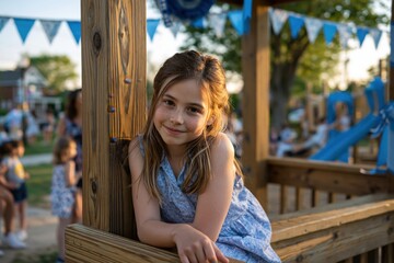 Obraz premium Community members come together to celebrate a milestone at a local event with activities and fun on a warm evening in the park