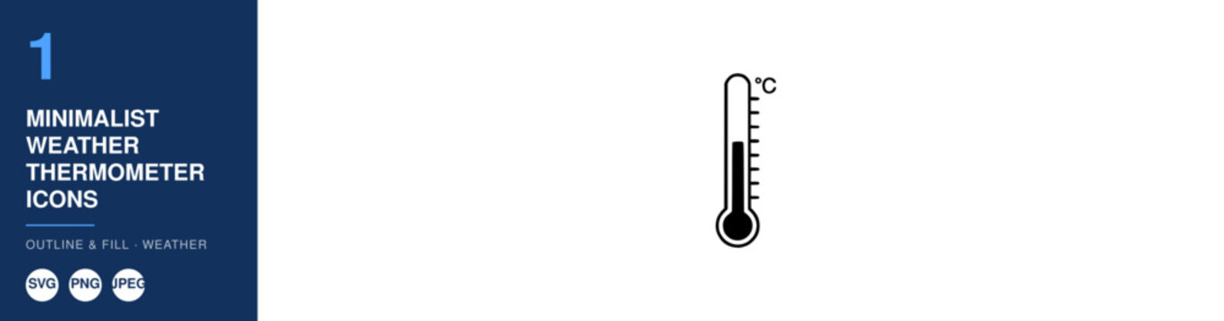 Thermometer Illustration with Minimalist Design and Weather Icons. Clean, Modern Graphic for Temperature Measurement and Forecasting.