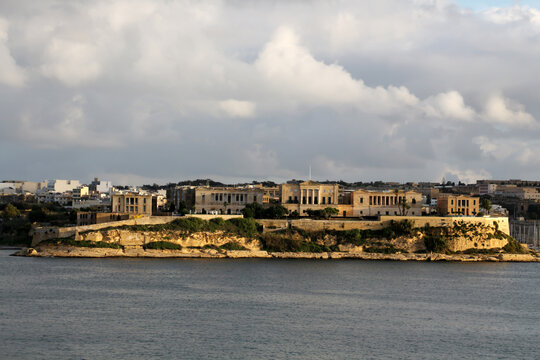 View of the former Royal Naval Hospital in Kalkara, from Valletta, Malta